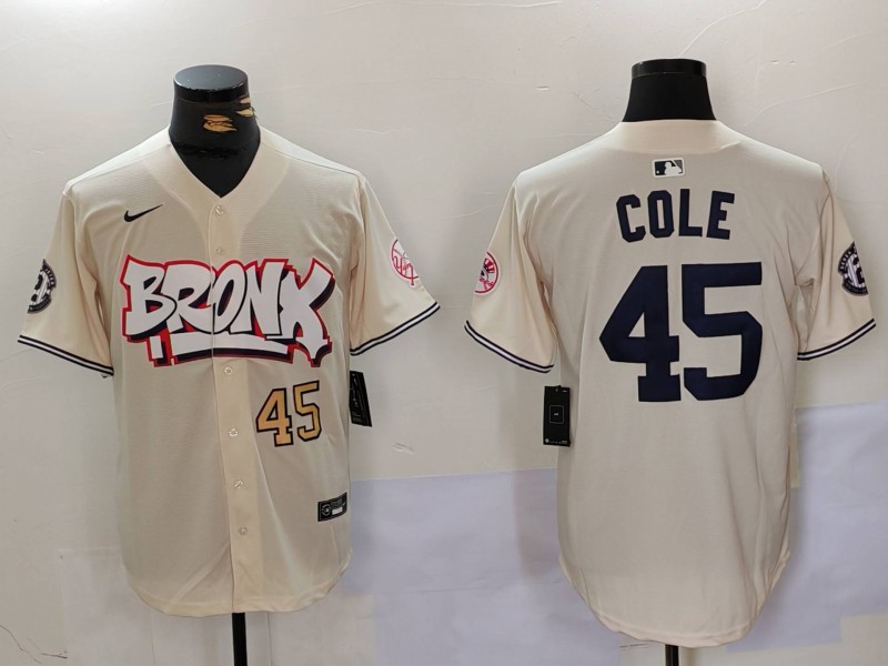 Men New York Yankees #45 Cole Cream joint name 2024 Nike MLB Jersey style 2->new york yankees->MLB Jersey